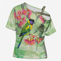 Australian Rainbow Lorikeet and Eucalyptus Cross Shoulder Shirt Spirit of Aussie Aboriginal Dot Art - Aussie Hoodie