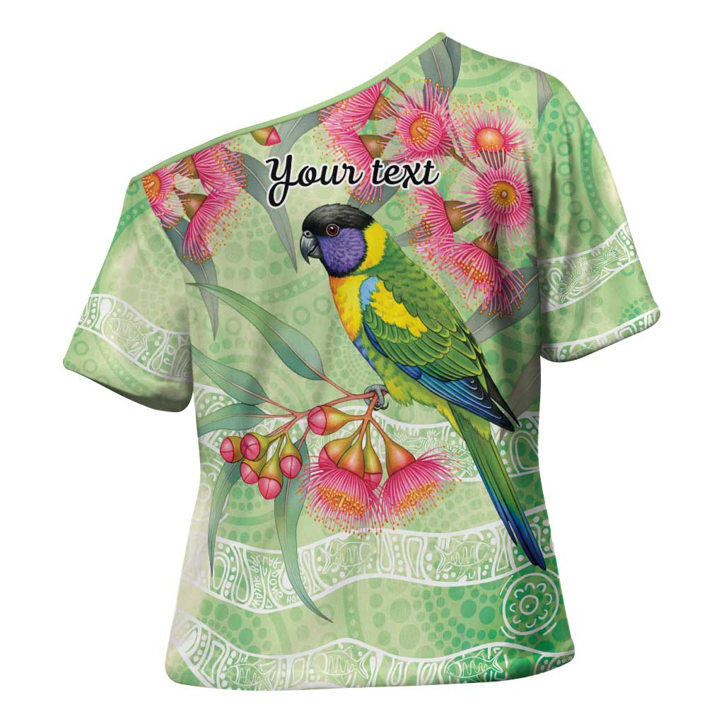 Australian Rainbow Lorikeet and Eucalyptus Cross Shoulder Shirt Spirit of Aussie Aboriginal Dot Art - Aussie Hoodie
