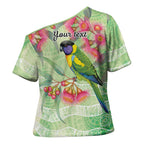 Australian Rainbow Lorikeet and Eucalyptus Cross Shoulder Shirt Spirit of Aussie Aboriginal Dot Art - Aussie Hoodie