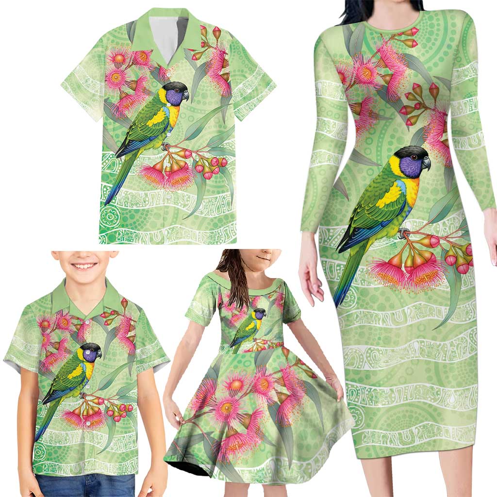 Australian Rainbow Lorikeet and Eucalyptus Family Matching Long Sleeve Bodycon Dress and Hawaiian Shirt Spirit of Aussie Aboriginal Dot Art - Aussie Hoodie