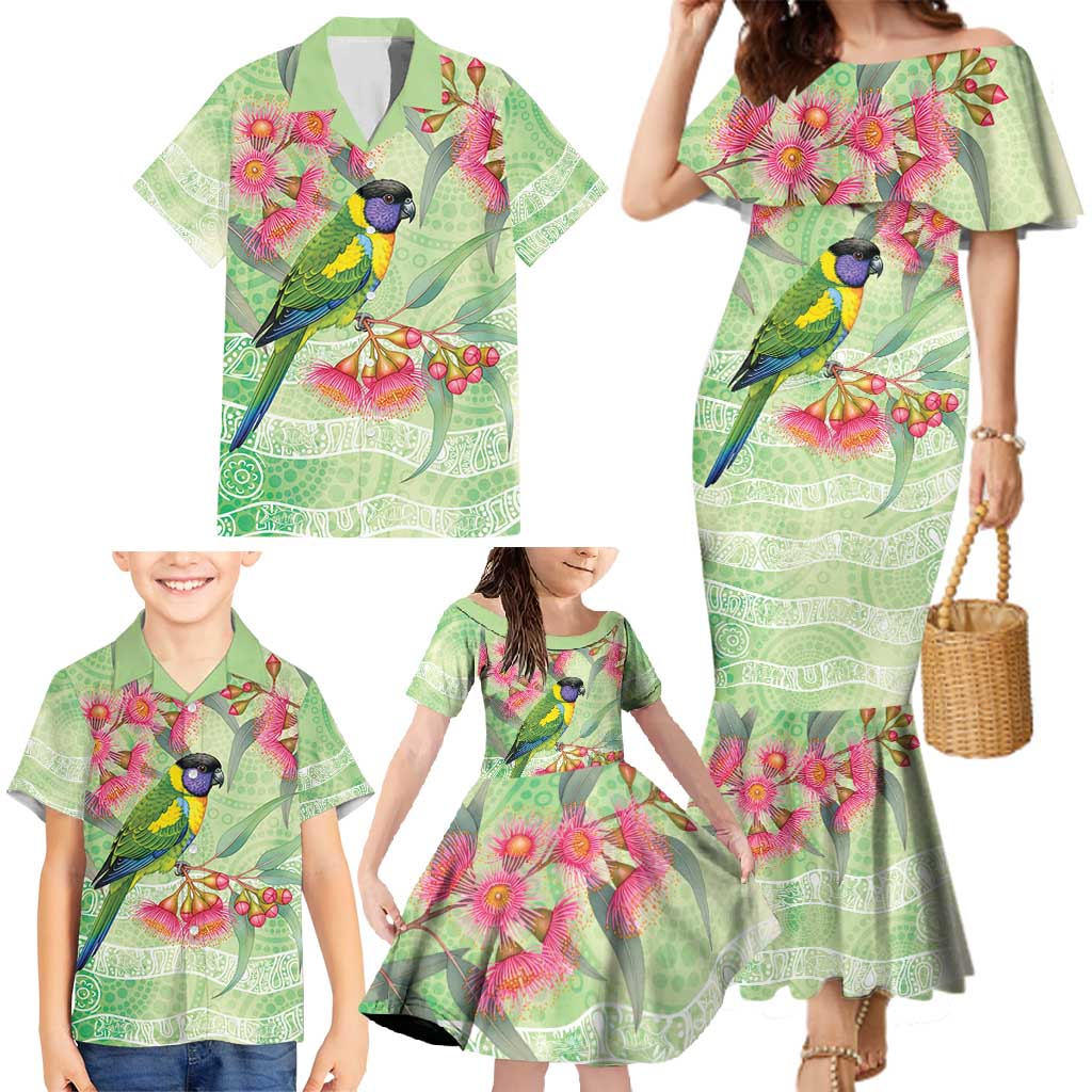 Australian Rainbow Lorikeet and Eucalyptus Family Matching Mermaid Dress and Hawaiian Shirt Spirit of Aussie Aboriginal Dot Art - Aussie Hoodie