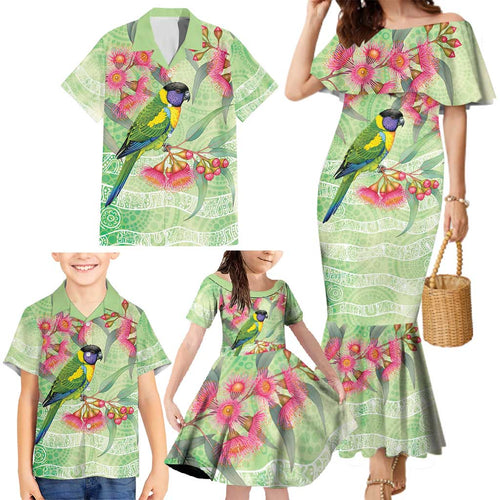 Australian Rainbow Lorikeet and Eucalyptus Family Matching Mermaid Dress and Hawaiian Shirt Spirit of Aussie Aboriginal Dot Art - Aussie Hoodie