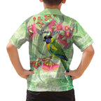 Australian Rainbow Lorikeet and Eucalyptus Family Matching Off The Shoulder Long Sleeve Dress and Hawaiian Shirt Spirit of Aussie Aboriginal Dot Art - Aussie Hoodie