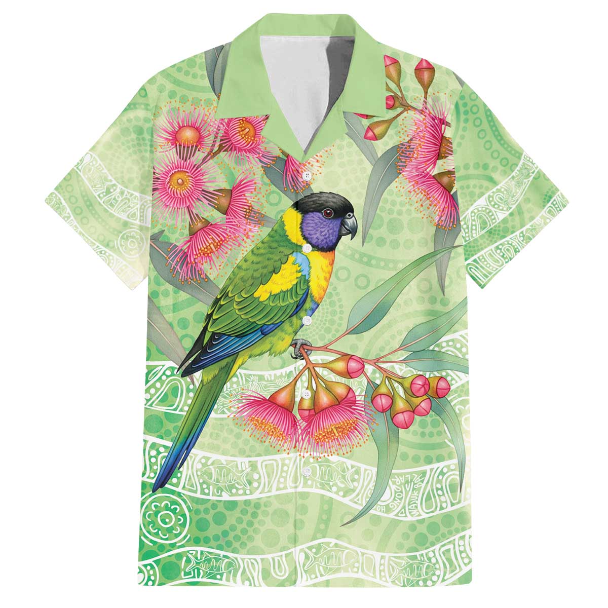Australian Rainbow Lorikeet and Eucalyptus Family Matching Off The Shoulder Long Sleeve Dress and Hawaiian Shirt Spirit of Aussie Aboriginal Dot Art - Aussie Hoodie