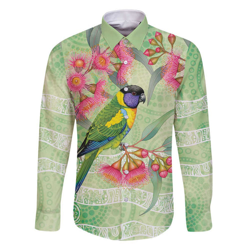 Australian Rainbow Lorikeet and Eucalyptus Family Matching Off The Shoulder Long Sleeve Dress and Hawaiian Shirt Spirit of Aussie Aboriginal Dot Art - Aussie Hoodie