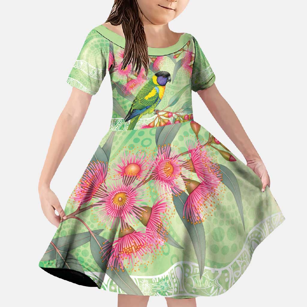 Australian Rainbow Lorikeet and Eucalyptus Family Matching Off Shoulder Maxi Dress and Hawaiian Shirt Spirit of Aussie Aboriginal Dot Art - Aussie Hoodie