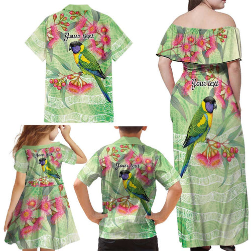 Australian Rainbow Lorikeet and Eucalyptus Family Matching Off Shoulder Maxi Dress and Hawaiian Shirt Spirit of Aussie Aboriginal Dot Art - Aussie Hoodie