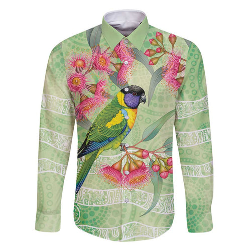 Australian Rainbow Lorikeet and Eucalyptus Family Matching Off Shoulder Short Dress and Hawaiian Shirt Spirit of Aussie Aboriginal Dot Art - Aussie Hoodie