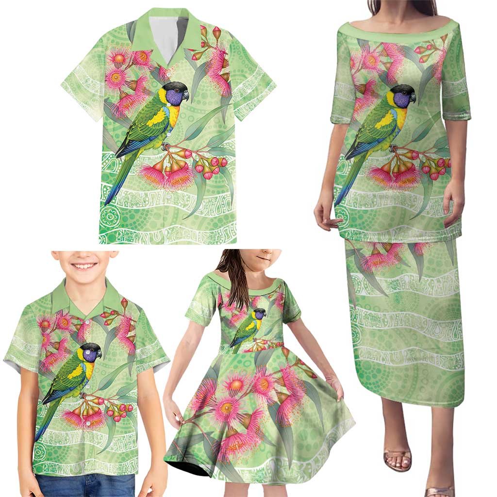 Australian Rainbow Lorikeet and Eucalyptus Family Matching Puletasi and Hawaiian Shirt Spirit of Aussie Aboriginal Dot Art - Aussie Hoodie