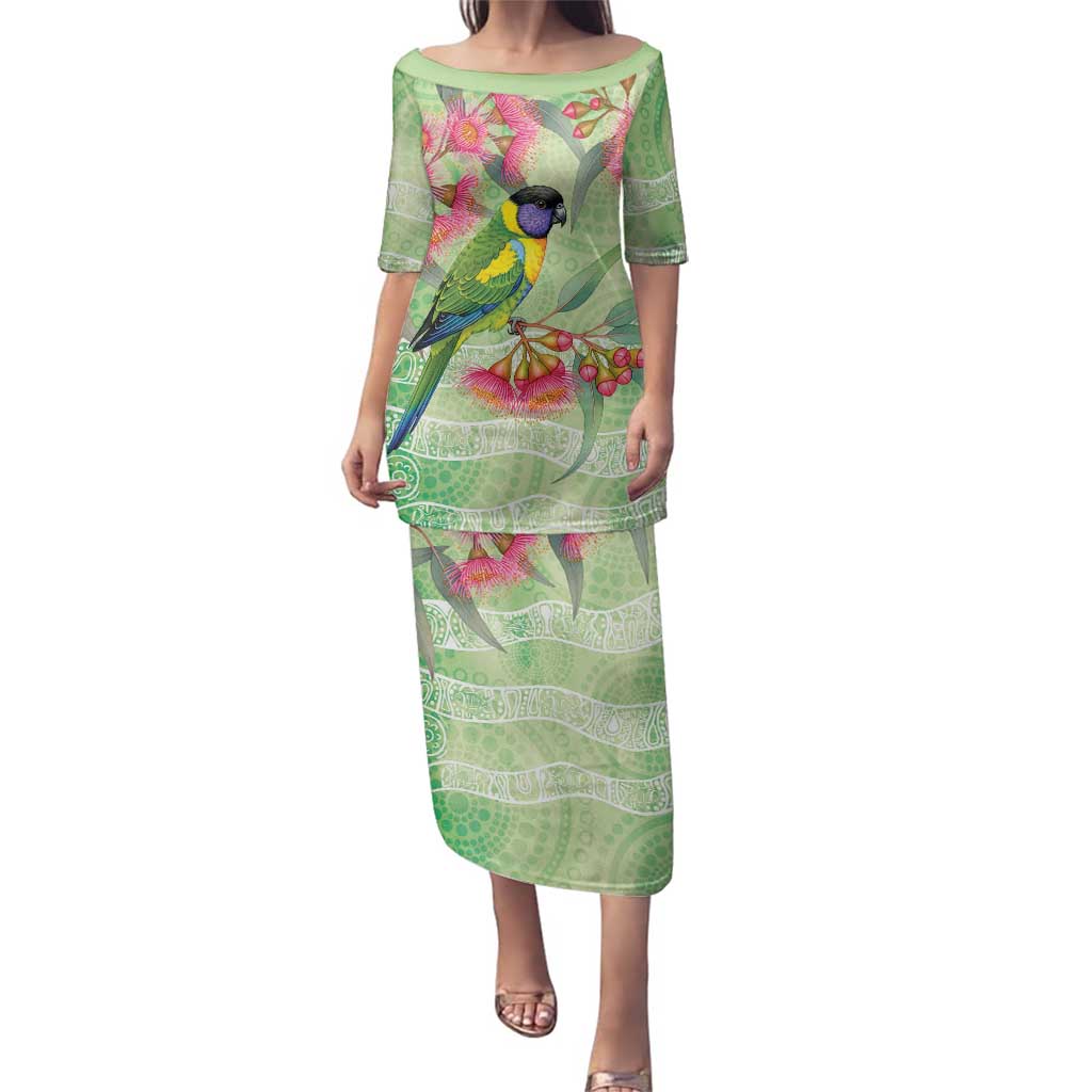 Australian Rainbow Lorikeet and Eucalyptus Family Matching Puletasi and Hawaiian Shirt Spirit of Aussie Aboriginal Dot Art - Aussie Hoodie