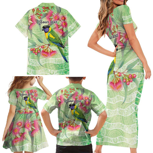 Australian Rainbow Lorikeet and Eucalyptus Family Matching Short Sleeve Bodycon Dress and Hawaiian Shirt Spirit of Aussie Aboriginal Dot Art - Aussie Hoodie