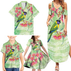 Australian Rainbow Lorikeet and Eucalyptus Family Matching Summer Maxi Dress and Hawaiian Shirt Spirit of Aussie Aboriginal Dot Art - Aussie Hoodie