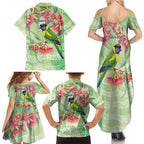 Australian Rainbow Lorikeet and Eucalyptus Family Matching Summer Maxi Dress and Hawaiian Shirt Spirit of Aussie Aboriginal Dot Art - Aussie Hoodie