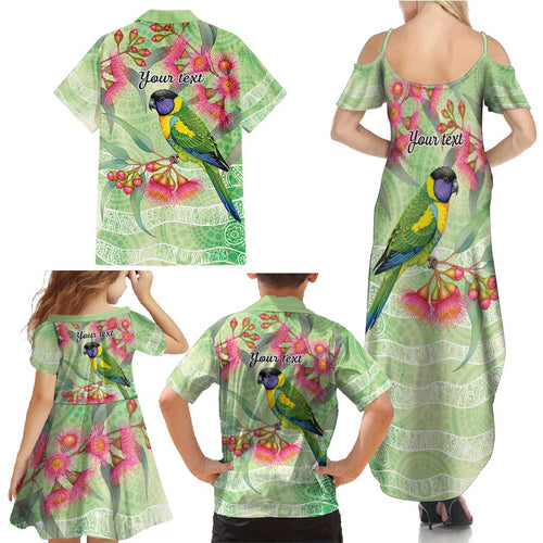 Australian Rainbow Lorikeet and Eucalyptus Family Matching Summer Maxi Dress and Hawaiian Shirt Spirit of Aussie Aboriginal Dot Art - Aussie Hoodie