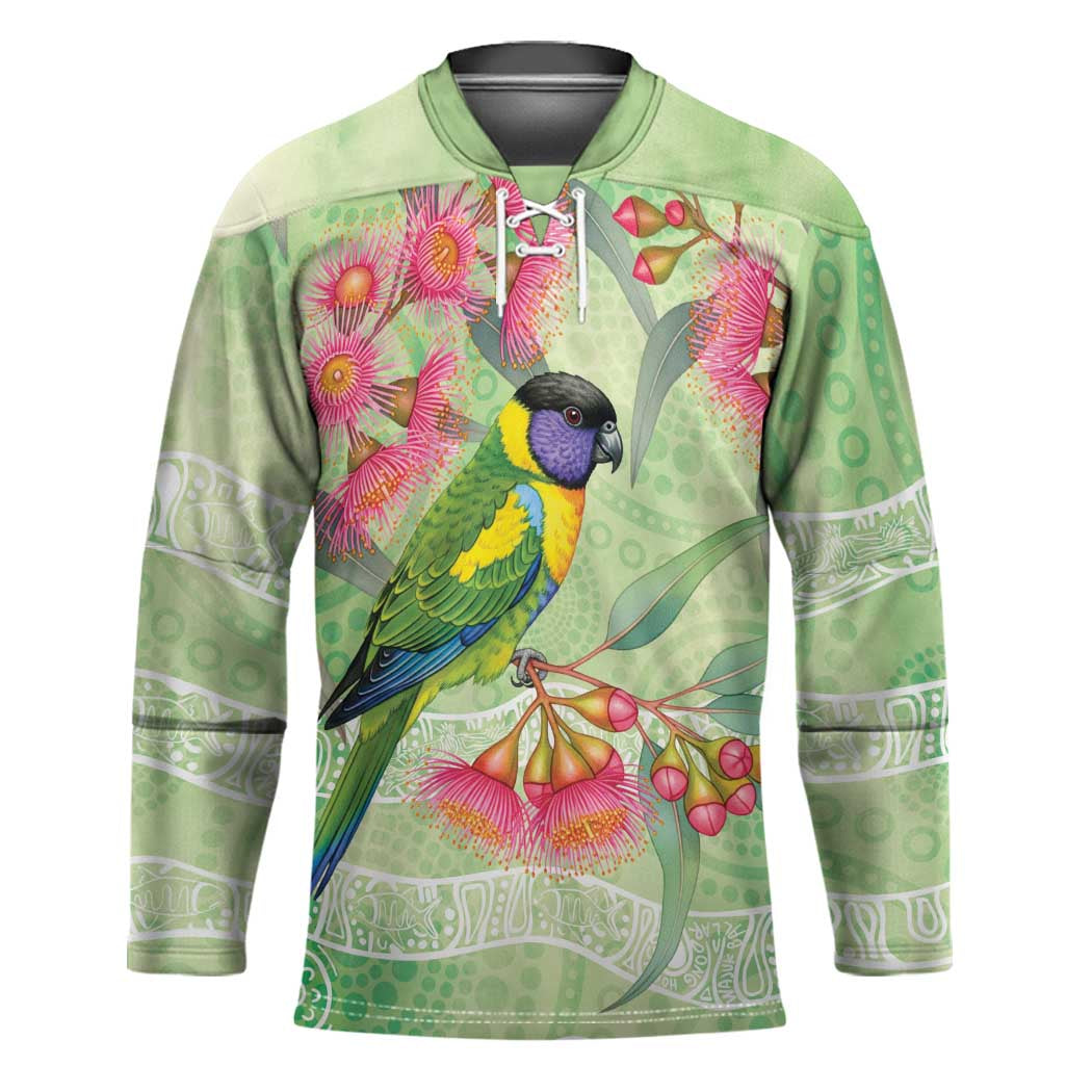 Australian Rainbow Lorikeet and Eucalyptus Hockey Jersey Spirit of Aussie Aboriginal Dot Art - Aussie Hoodie