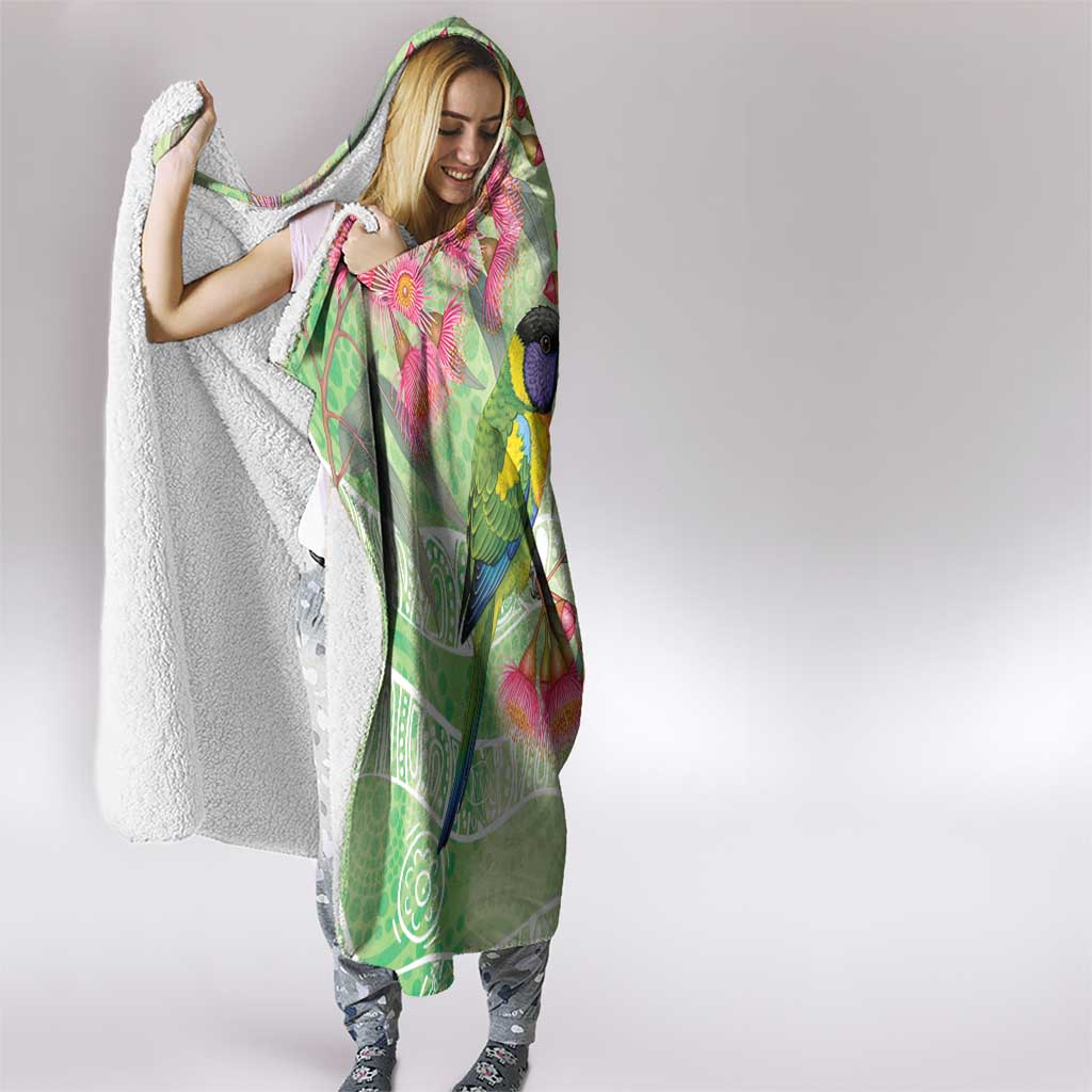 Australian Rainbow Lorikeet and Eucalyptus Hooded Blanket Spirit of Aussie Aboriginal Dot Art - Aussie Hoodie