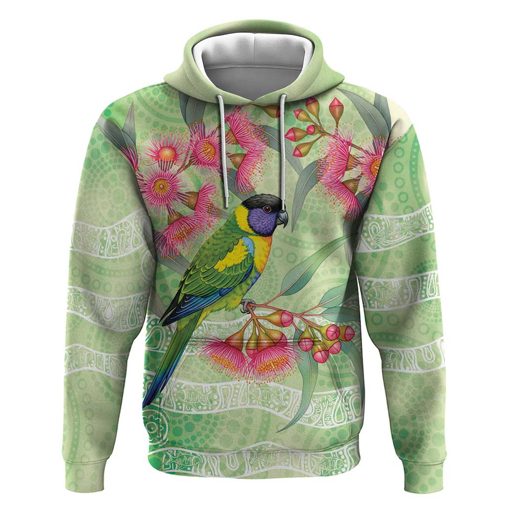 Australian Rainbow Lorikeet and Eucalyptus Hoodie Spirit of Aussie Aboriginal Dot Art - Aussie Hoodie