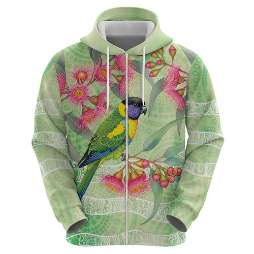 Australian Rainbow Lorikeet and Eucalyptus Hoodie Spirit of Aussie Aboriginal Dot Art - Aussie Hoodie