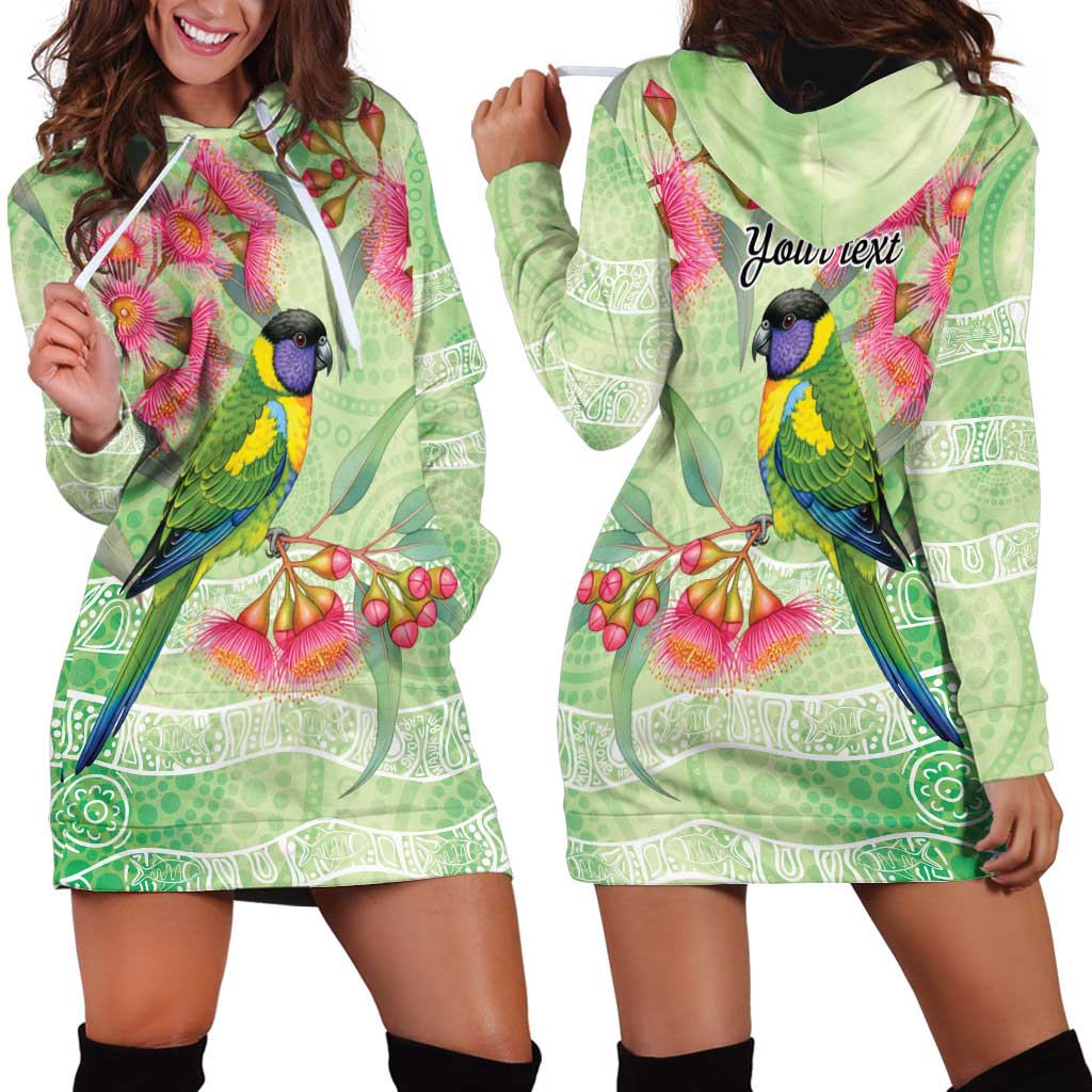 Australian Rainbow Lorikeet and Eucalyptus Hoodie Dress Spirit of Aussie Aboriginal Dot Art - Aussie Hoodie