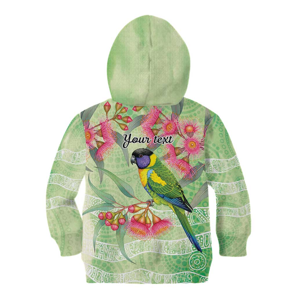 Australian Rainbow Lorikeet and Eucalyptus Kid Hoodie Spirit of Aussie Aboriginal Dot Art - Aussie Hoodie