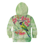 Australian Rainbow Lorikeet and Eucalyptus Kid Hoodie Spirit of Aussie Aboriginal Dot Art - Aussie Hoodie