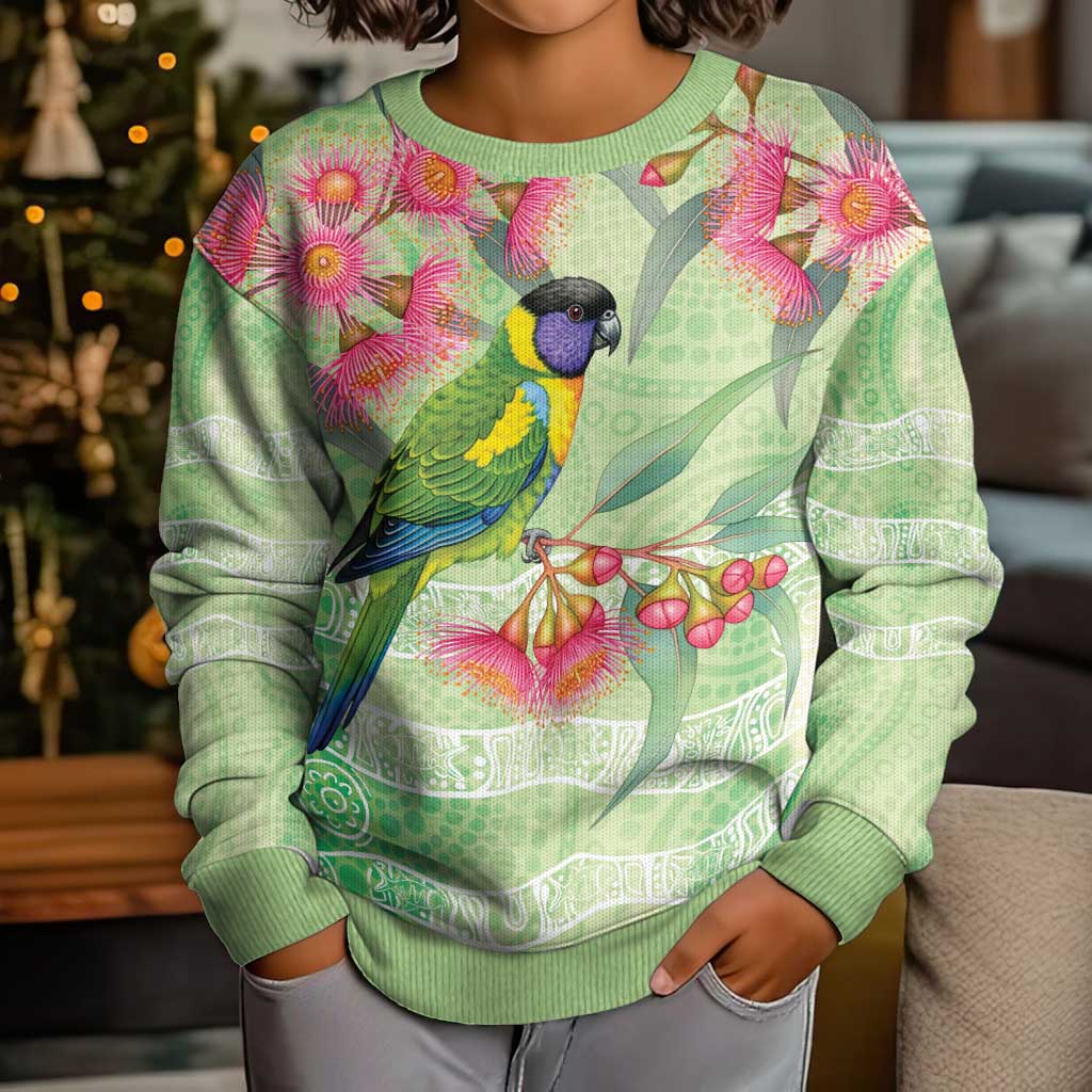 Australian Rainbow Lorikeet and Eucalyptus Kid Ugly Christmas Sweater Spirit of Aussie Aboriginal Dot Art - Aussie Hoodie