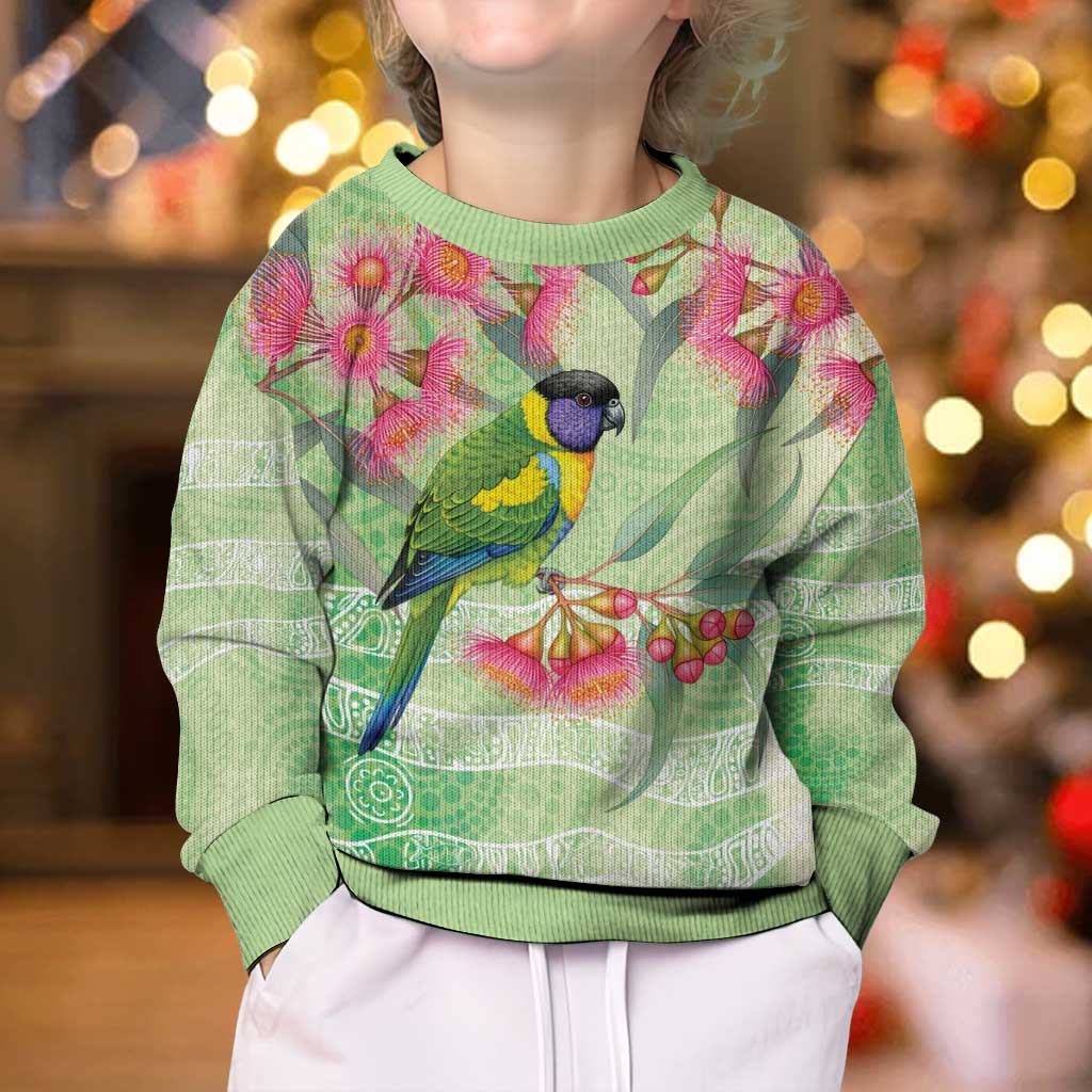 Australian Rainbow Lorikeet and Eucalyptus Kid Ugly Christmas Sweater Spirit of Aussie Aboriginal Dot Art - Aussie Hoodie