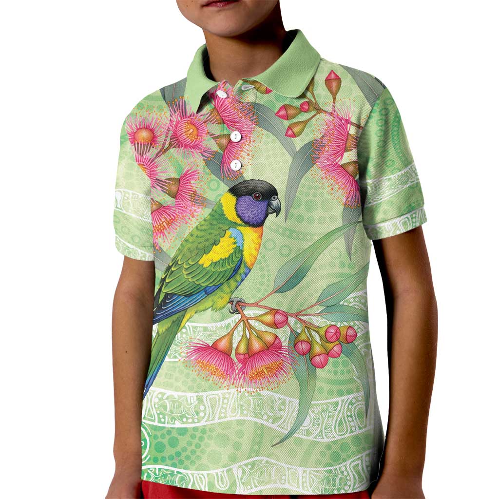 Australian Rainbow Lorikeet and Eucalyptus Kid Polo Shirt Spirit of Aussie Aboriginal Dot Art - Aussie Hoodie