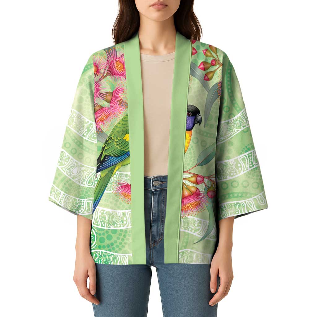 Australian Rainbow Lorikeet and Eucalyptus Kimono Spirit of Aussie Aboriginal Dot Art - Aussie Hoodie