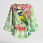 Australian Rainbow Lorikeet and Eucalyptus Kimono Sleeve Blouse Spirit of Aussie Aboriginal Dot Art - Aussie Hoodie