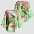 Australian Rainbow Lorikeet and Eucalyptus Kimono Sleeve Blouse Spirit of Aussie Aboriginal Dot Art - Aussie Hoodie