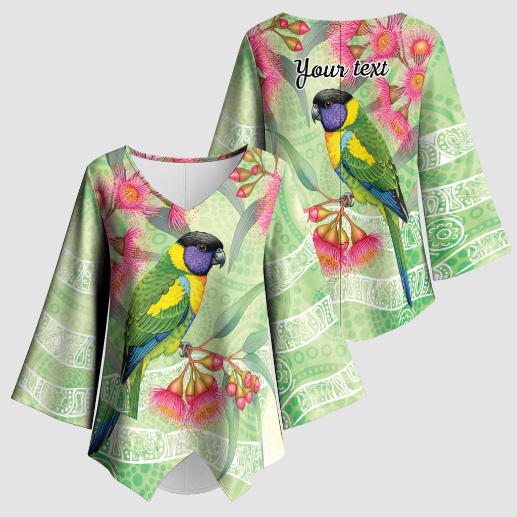 Australian Rainbow Lorikeet and Eucalyptus Kimono Sleeve Blouse Spirit of Aussie Aboriginal Dot Art - Aussie Hoodie