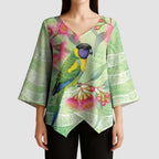 Australian Rainbow Lorikeet and Eucalyptus Kimono Sleeve Blouse Spirit of Aussie Aboriginal Dot Art - Aussie Hoodie