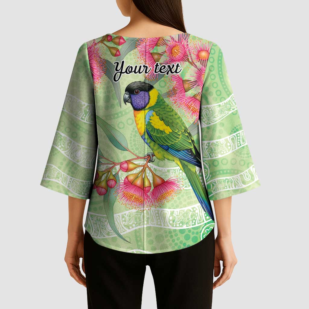 Australian Rainbow Lorikeet and Eucalyptus Kimono Sleeve Blouse Spirit of Aussie Aboriginal Dot Art - Aussie Hoodie