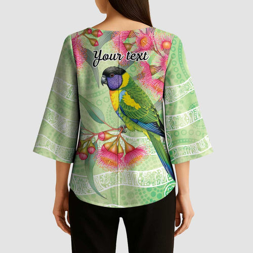 Australian Rainbow Lorikeet and Eucalyptus Kimono Sleeve Blouse Spirit of Aussie Aboriginal Dot Art - Aussie Hoodie
