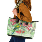 Australian Rainbow Lorikeet and Eucalyptus Leather Tote Bag Spirit of Aussie Aboriginal Dot Art - Aussie Hoodie