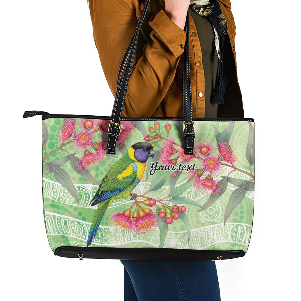 Australian Rainbow Lorikeet and Eucalyptus Leather Tote Bag Spirit of Aussie Aboriginal Dot Art - Aussie Hoodie