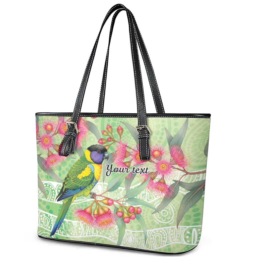 Australian Rainbow Lorikeet and Eucalyptus Leather Tote Bag Spirit of Aussie Aboriginal Dot Art - Aussie Hoodie