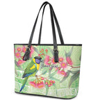 Australian Rainbow Lorikeet and Eucalyptus Leather Tote Bag Spirit of Aussie Aboriginal Dot Art - Aussie Hoodie