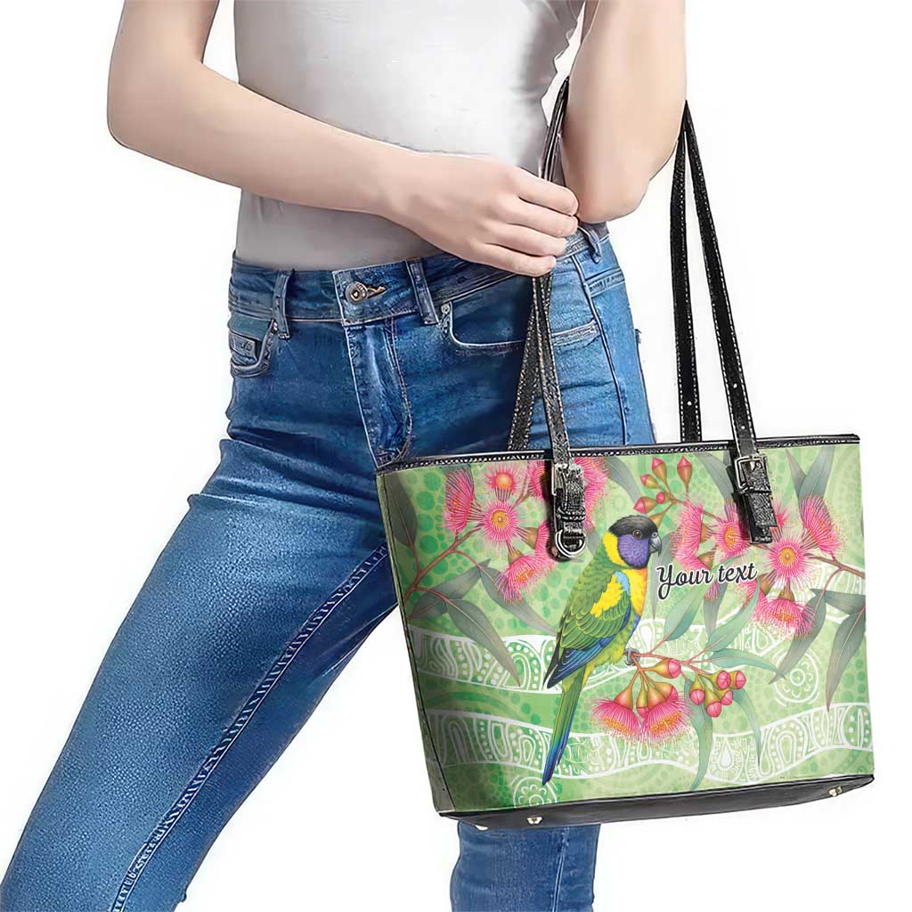 Australian Rainbow Lorikeet and Eucalyptus Leather Tote Bag Spirit of Aussie Aboriginal Dot Art - Aussie Hoodie
