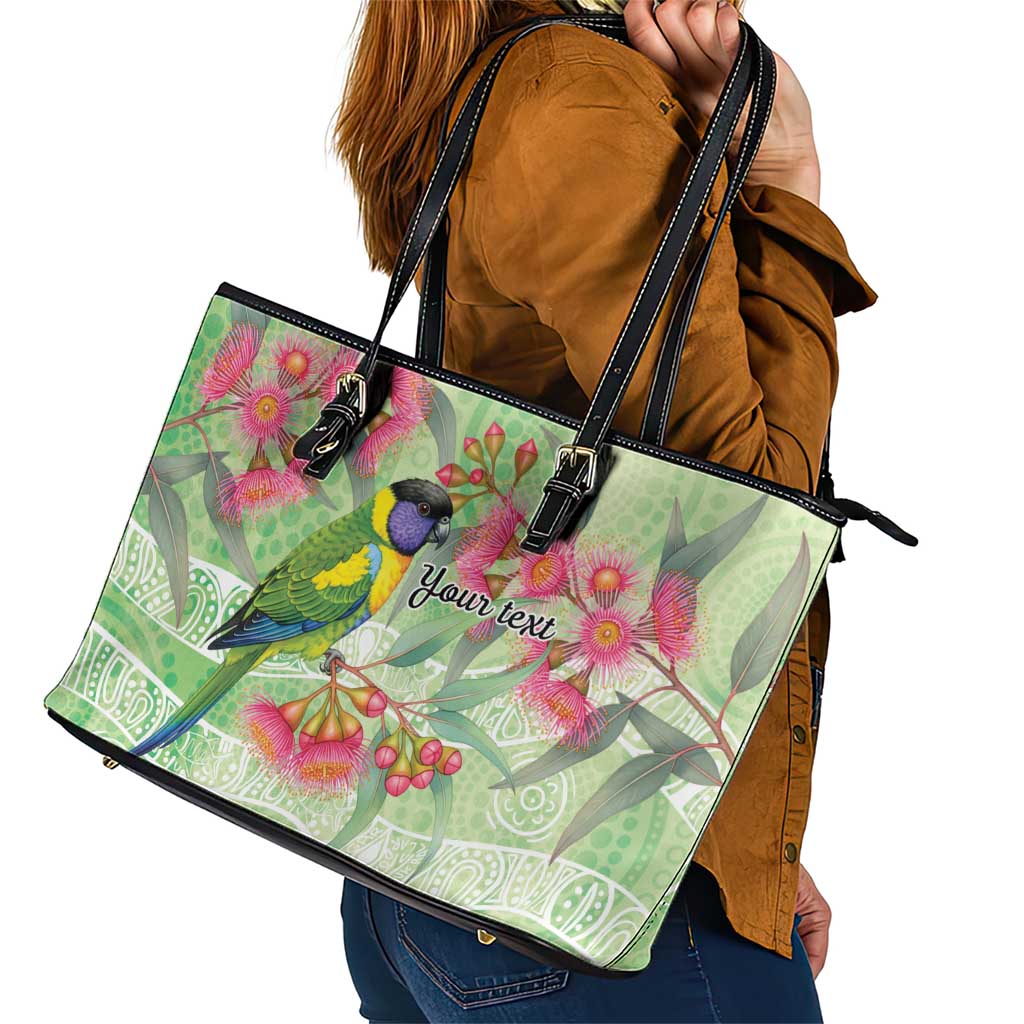 Australian Rainbow Lorikeet and Eucalyptus Leather Tote Bag Spirit of Aussie Aboriginal Dot Art - Aussie Hoodie
