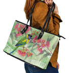 Australian Rainbow Lorikeet and Eucalyptus Leather Tote Bag Spirit of Aussie Aboriginal Dot Art - Aussie Hoodie
