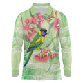 Australian Rainbow Lorikeet and Eucalyptus Long Sleeve Polo Shirt Spirit of Aussie Aboriginal Dot Art - Aussie Hoodie