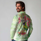 Australian Rainbow Lorikeet and Eucalyptus Long Sleeve Polo Shirt Spirit of Aussie Aboriginal Dot Art - Aussie Hoodie