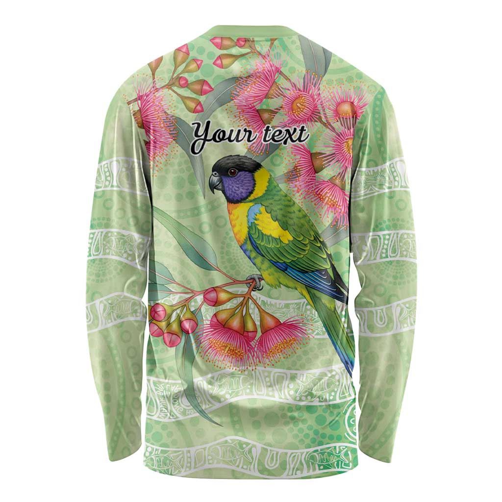 Australian Rainbow Lorikeet and Eucalyptus Long Sleeve Shirt Spirit of Aussie Aboriginal Dot Art - Aussie Hoodie