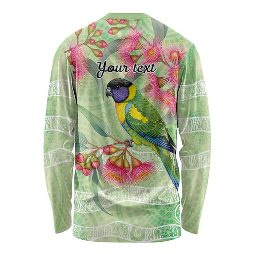 Australian Rainbow Lorikeet and Eucalyptus Long Sleeve Shirt Spirit of Aussie Aboriginal Dot Art - Aussie Hoodie