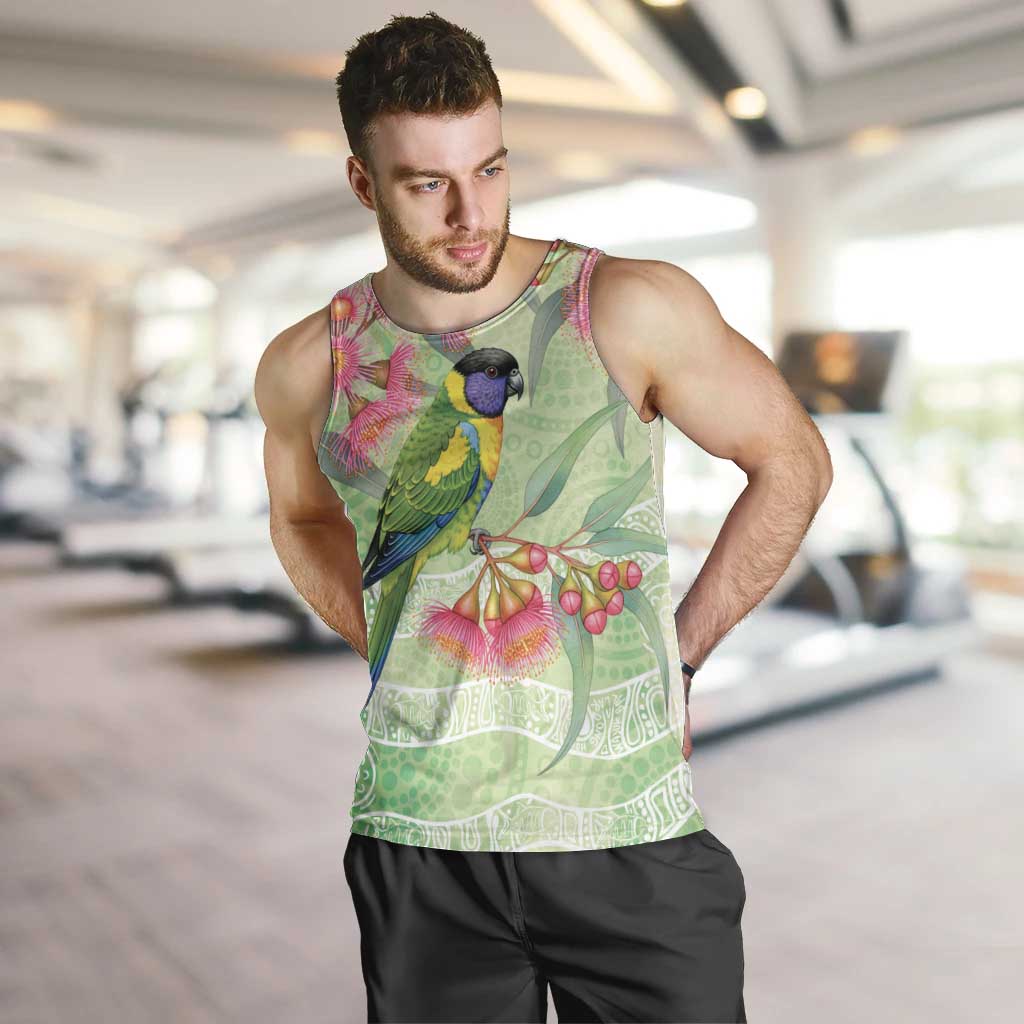 Australian Rainbow Lorikeet and Eucalyptus Men Tank Top Spirit of Aussie Aboriginal Dot Art - Aussie Hoodie