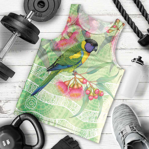 Australian Rainbow Lorikeet and Eucalyptus Men Tank Top Spirit of Aussie Aboriginal Dot Art - Aussie Hoodie