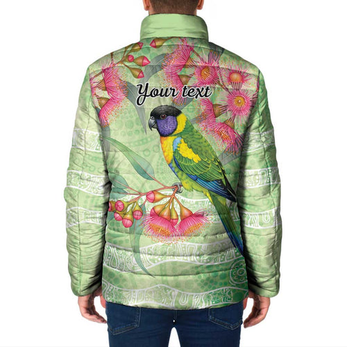 Australian Rainbow Lorikeet and Eucalyptus Padded Jacket Spirit of Aussie Aboriginal Dot Art - Aussie Hoodie