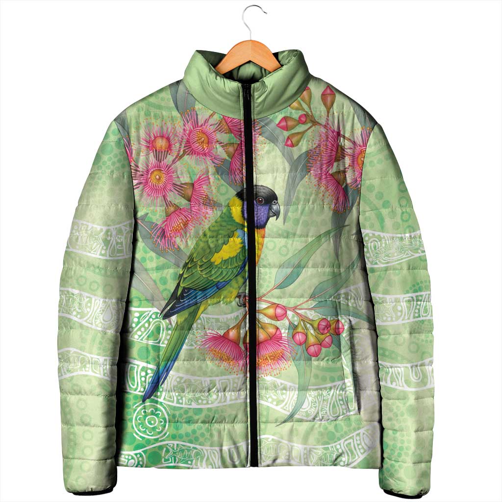 Australian Rainbow Lorikeet and Eucalyptus Padded Jacket Spirit of Aussie Aboriginal Dot Art - Aussie Hoodie